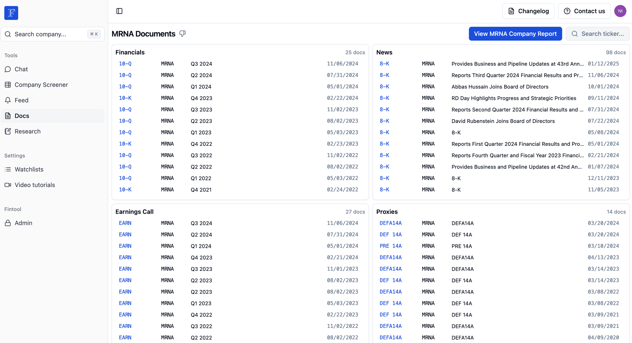 Real-time documents interface