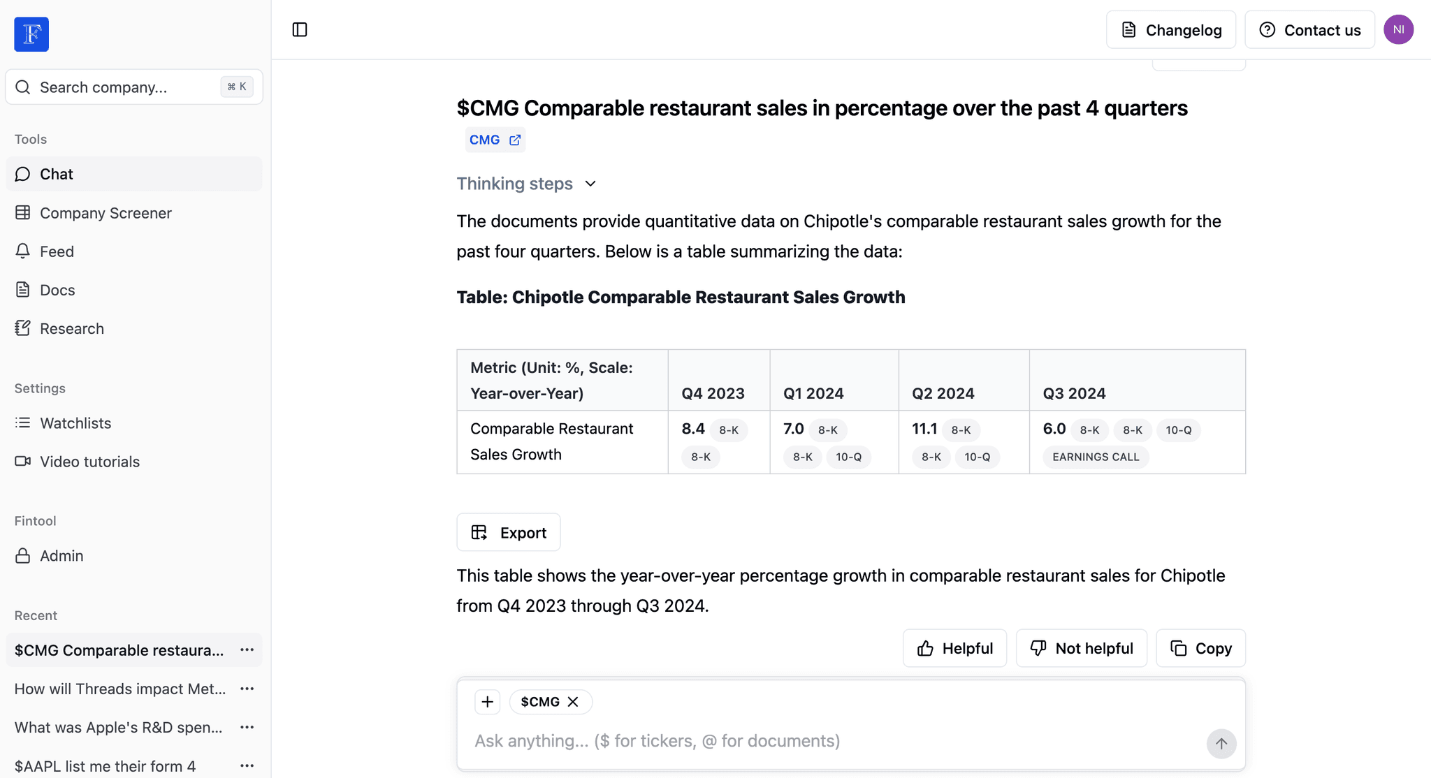 Data extraction interface