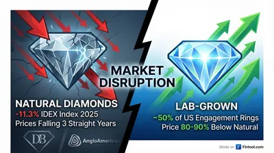 De Beers Cuts Diamond Prices for First Time in Over a Year as Lab-Grown Gems Surge to 50% of Market
