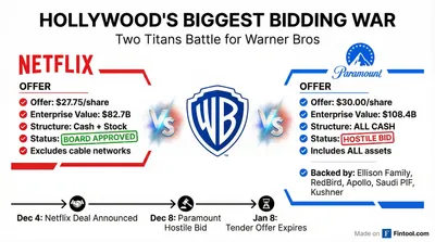 Hollywood's $108 Billion Bidding War: Paramount Goes Hostile for Warner Bros.
